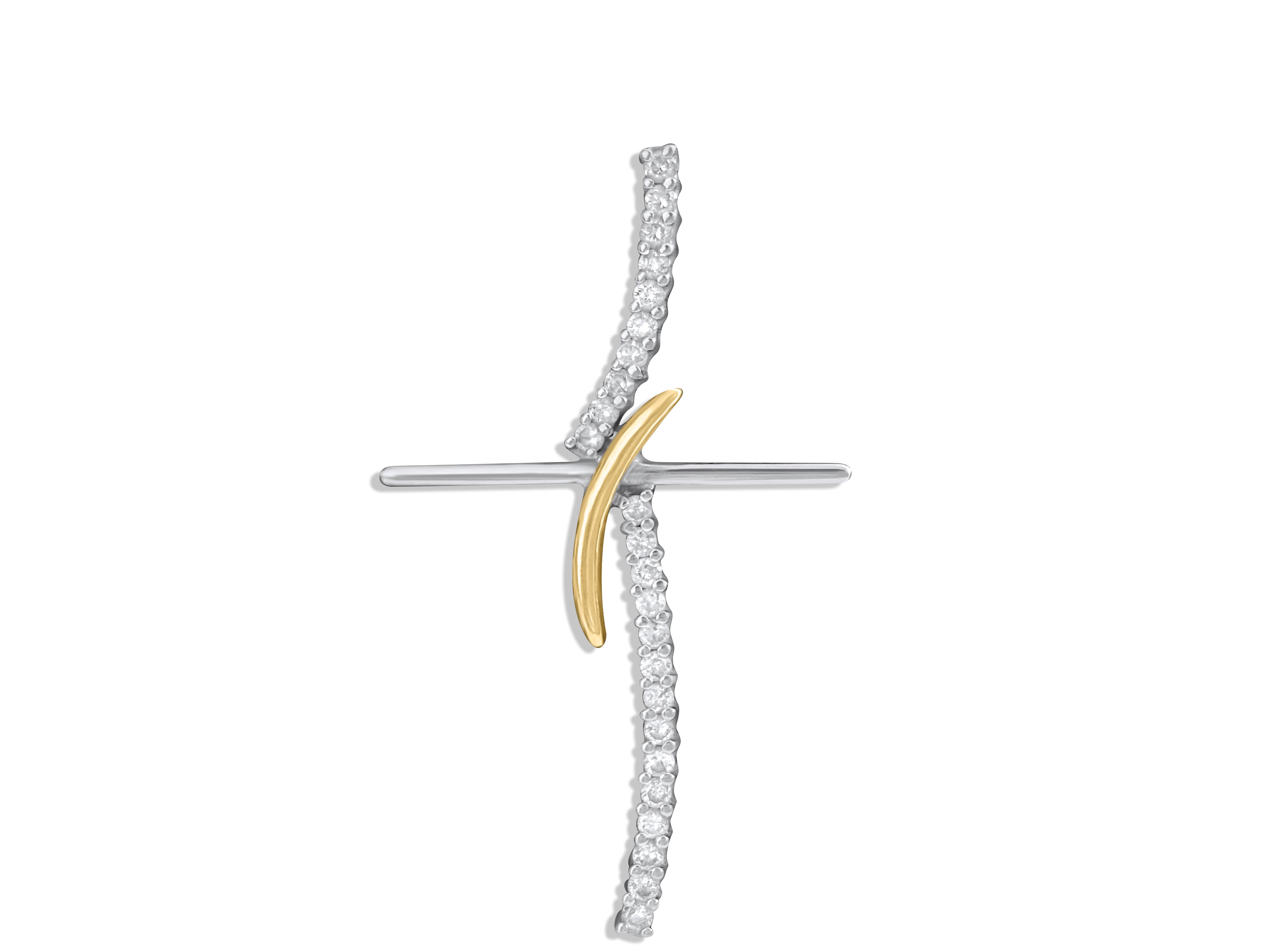 18k Gold two tone, 0.80 Carat VS/G Diamond Cross - Prince The Jeweler 18k-gold-two-tone-0-80-carat-vs-g-diamond-cross, Necklaces & Pendants